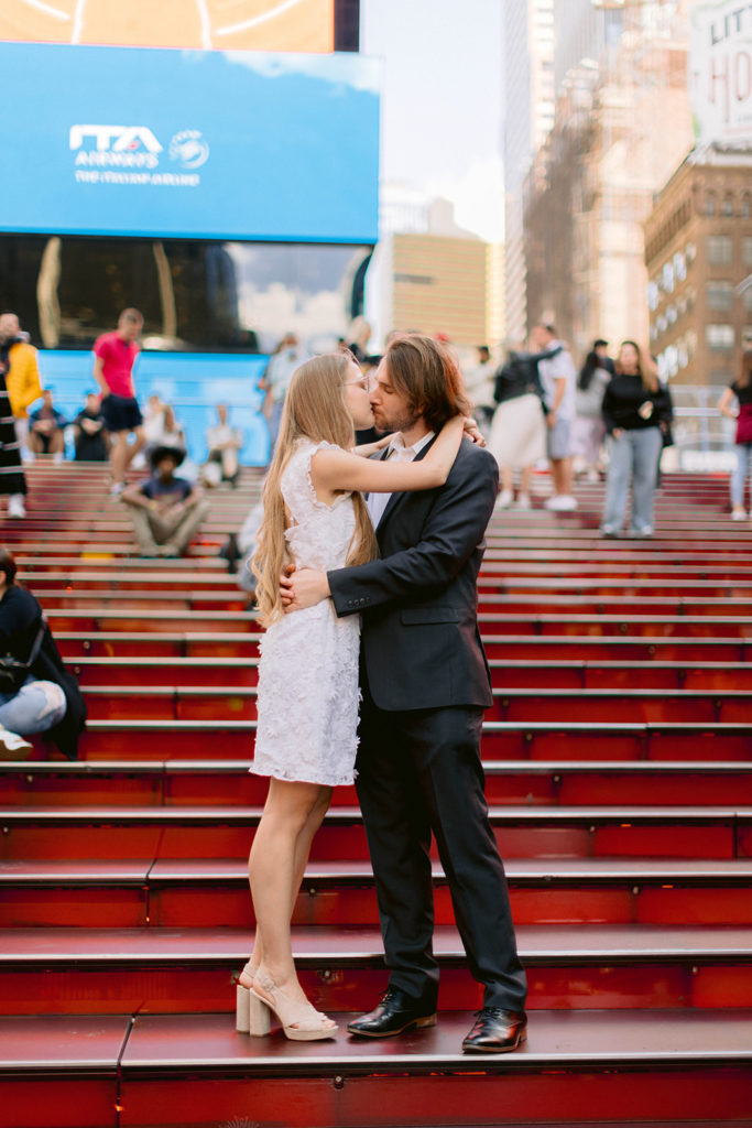 times square engagement and wedding photos